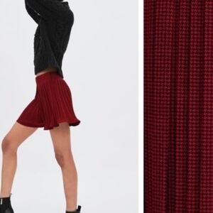 ZARA Red & Black High Waisted Pleated Shorts